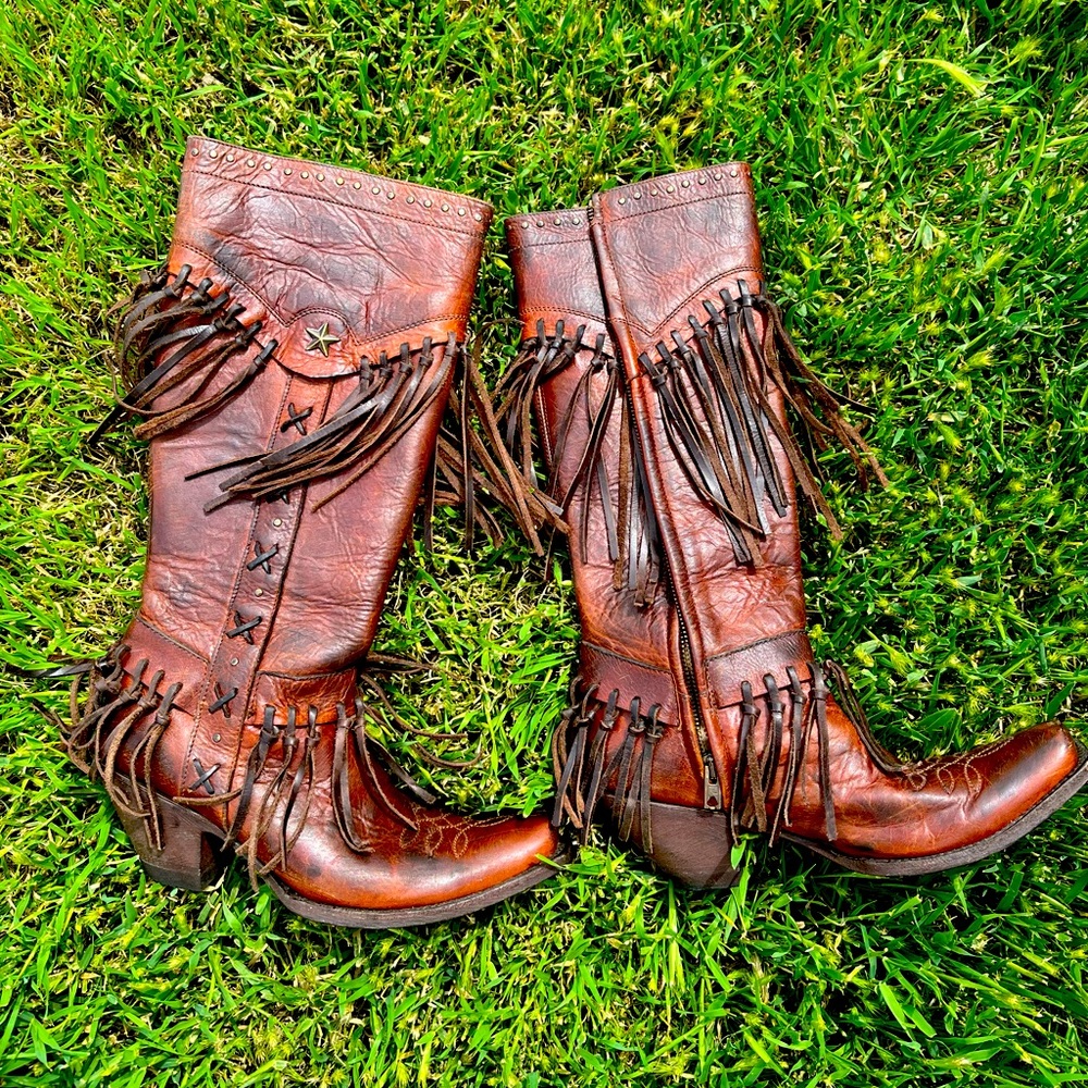 OLD GRINGO CHOCOLATE FRINGE BOOTS